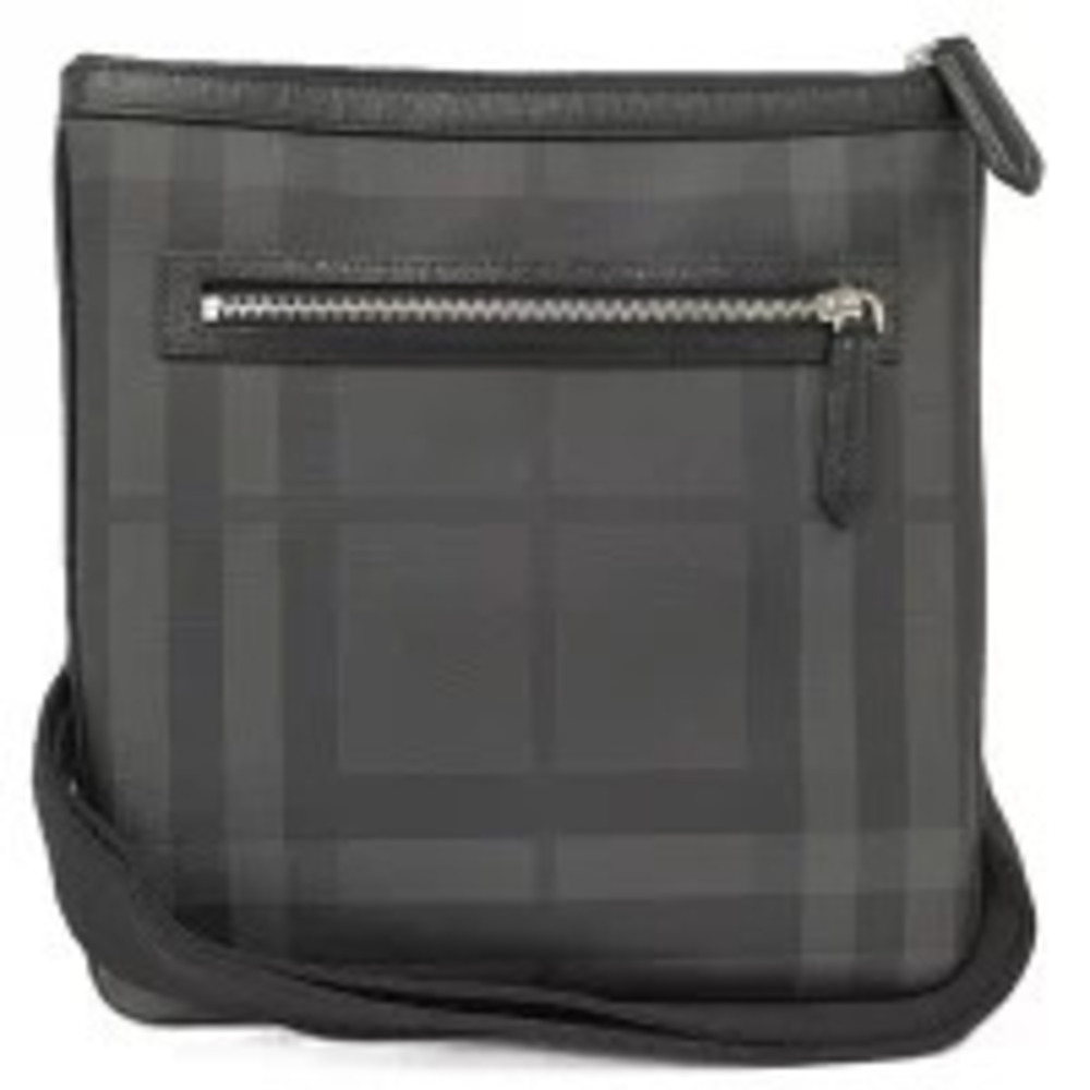 BURBERRY Shoulder Bag Messenger Check Leather Black - Picture 1 of 9